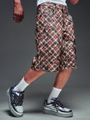 Charcoal Plaid Leather Shorts