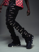 Black Velvet Aviation Clasp Pants
