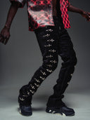Black Velvet Aviation Clasp Pants