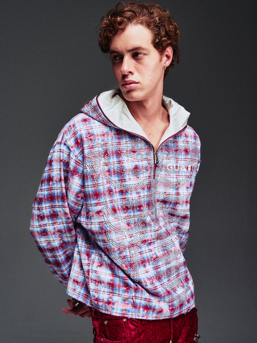 Vintage Red Skeleton Half Zip Hoodie