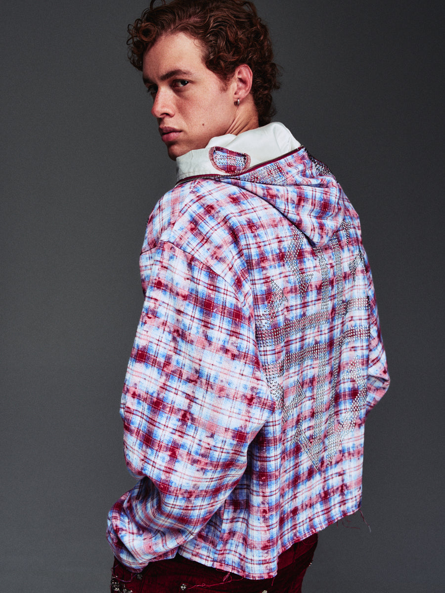 Vintage Red Skeleton Half Zip Hoodie