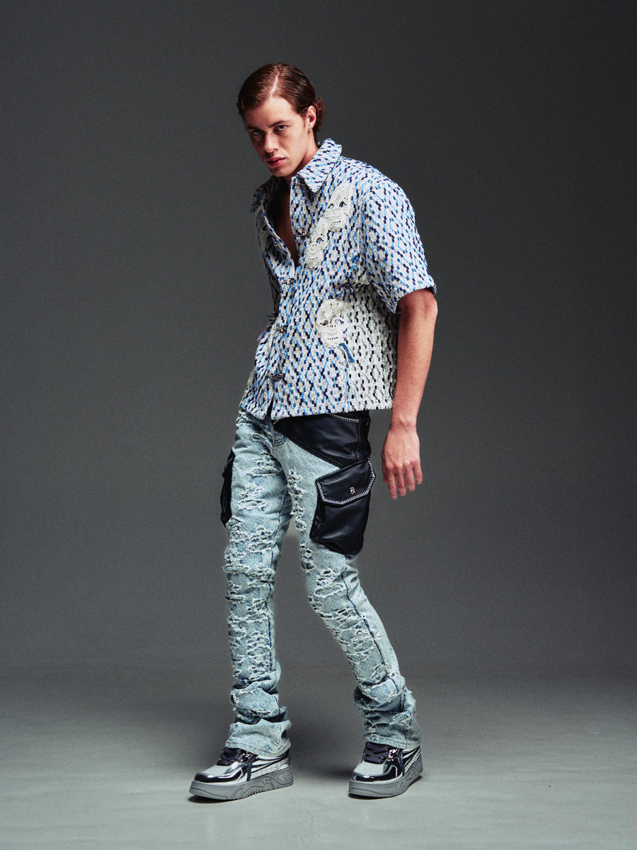 Aqua Blue Hybrid Cargo Denim