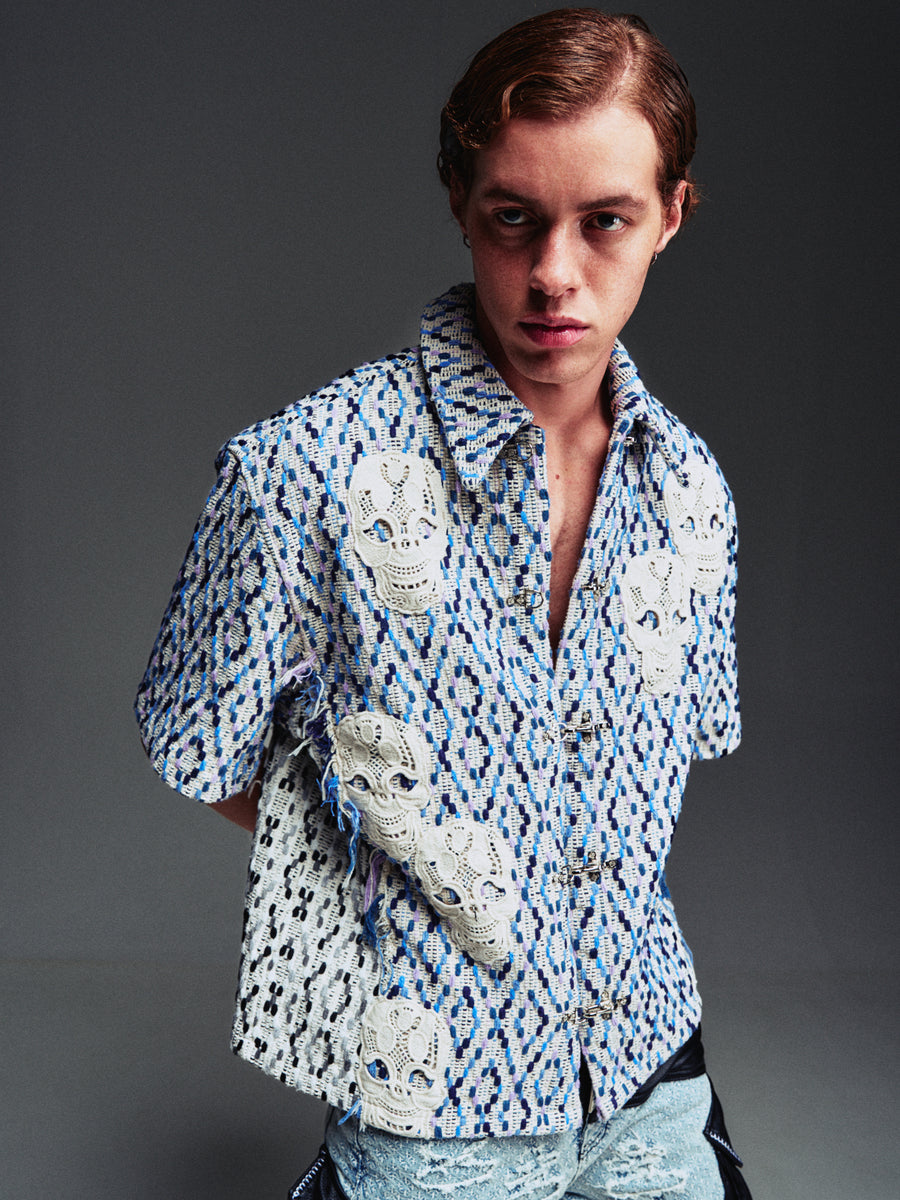 Ghost White Crochet Shirt