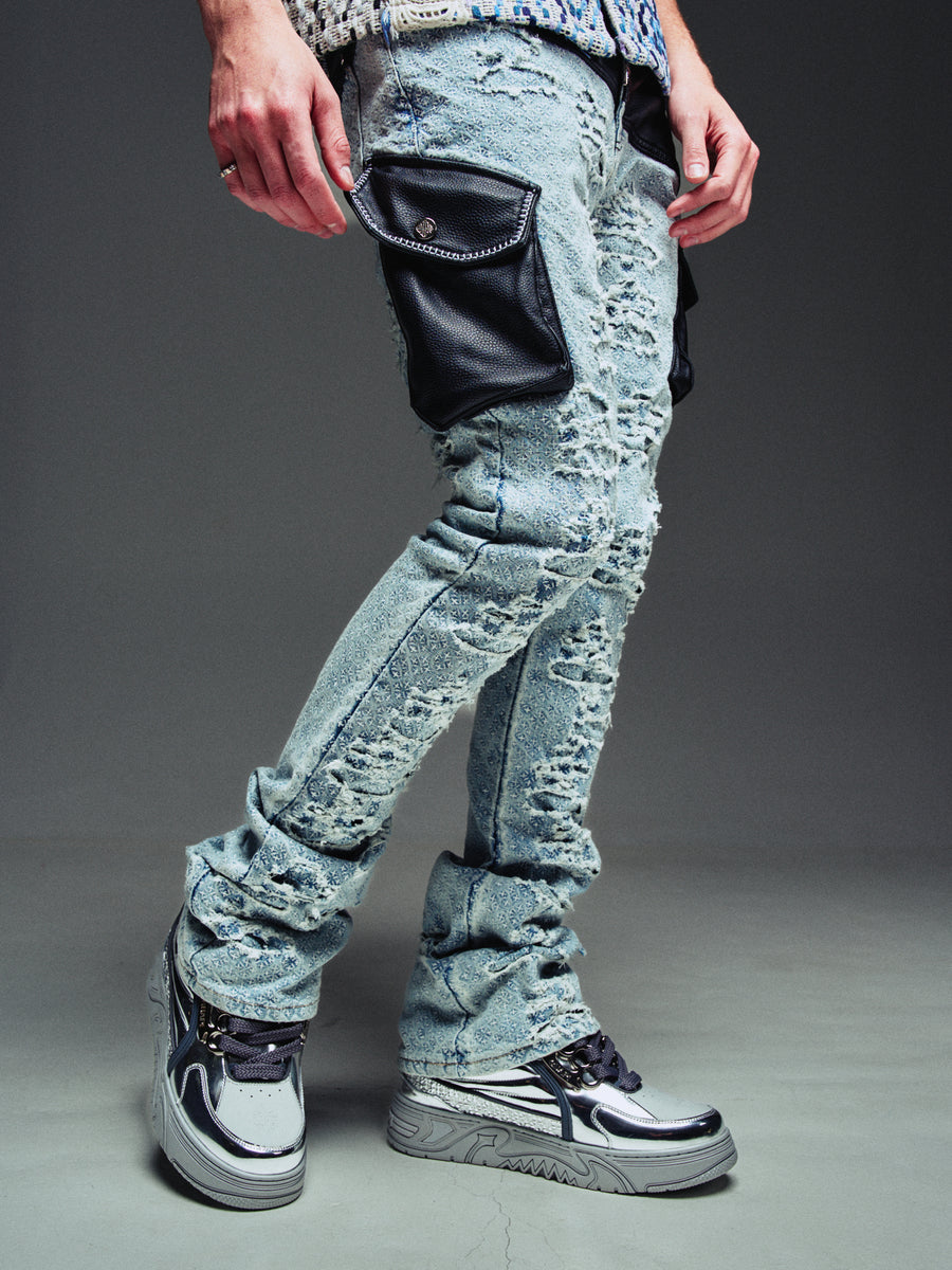 Aqua Blue Hybrid Cargo Denim
