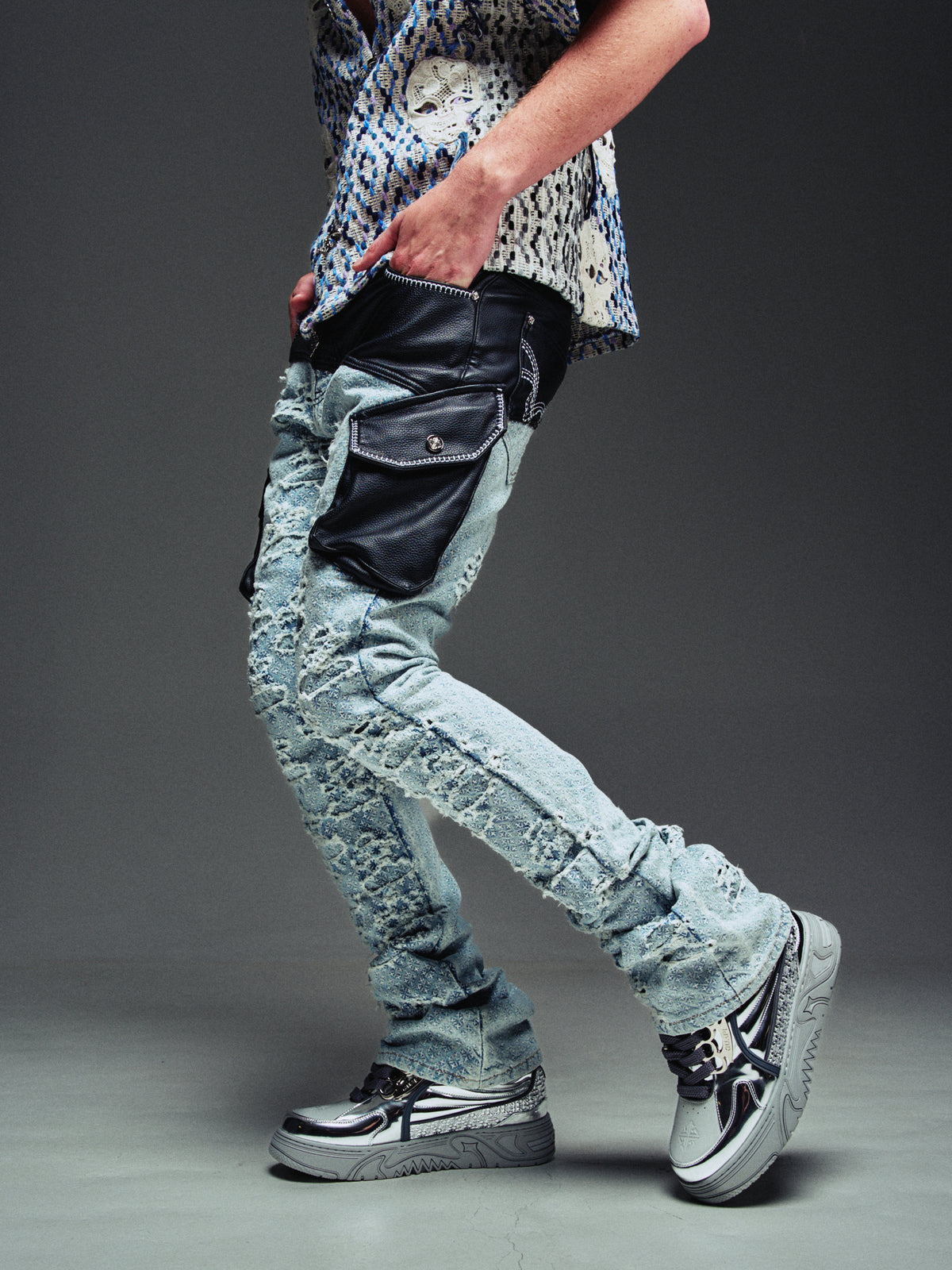 Aqua Blue Hybrid Cargo Denim