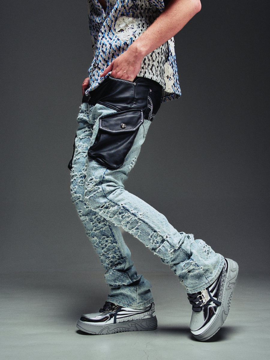 Aqua Blue Hybrid Cargo Denim