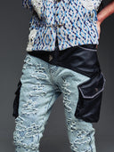 Aqua Blue Hybrid Cargo Denim