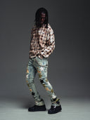 Olive Green Vintage Stars Denim