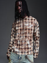 Sand Brown Skeleton Half Zip Hoodie