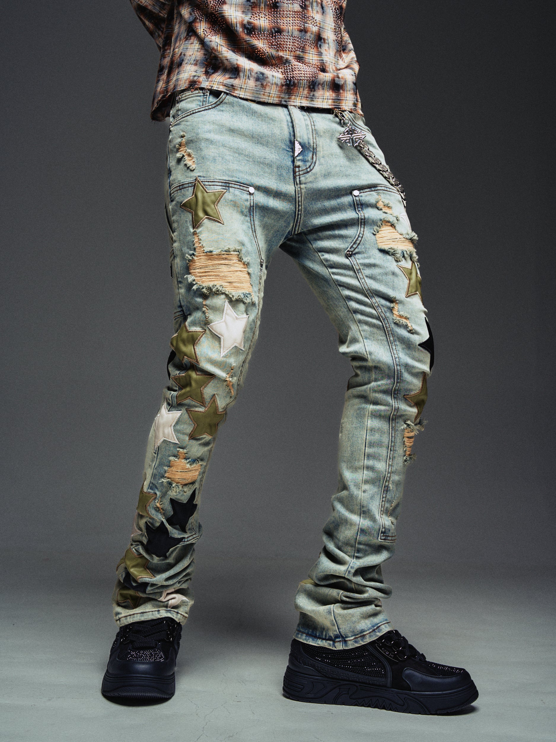 【未使用】【最安値】GUAPI VINTAGE STARS DENIM Olive Green Vintage Stars Denim – GUAPI CLOTHING FZ-LLC