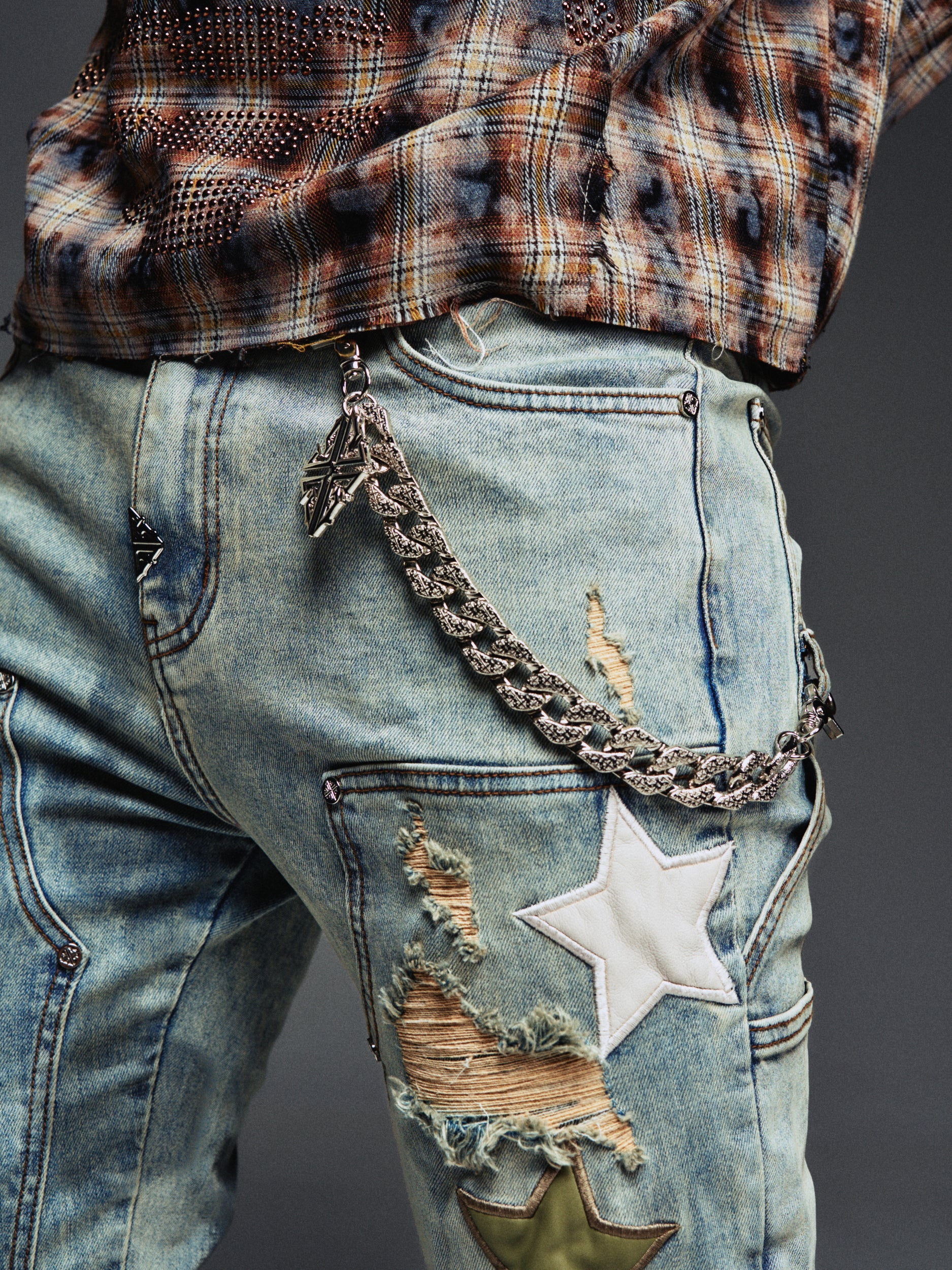 Olive Green Vintage Stars Denim – GUAPI CLOTHING FZ-LLC