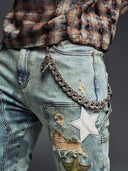 Olive Green Vintage Stars Denim