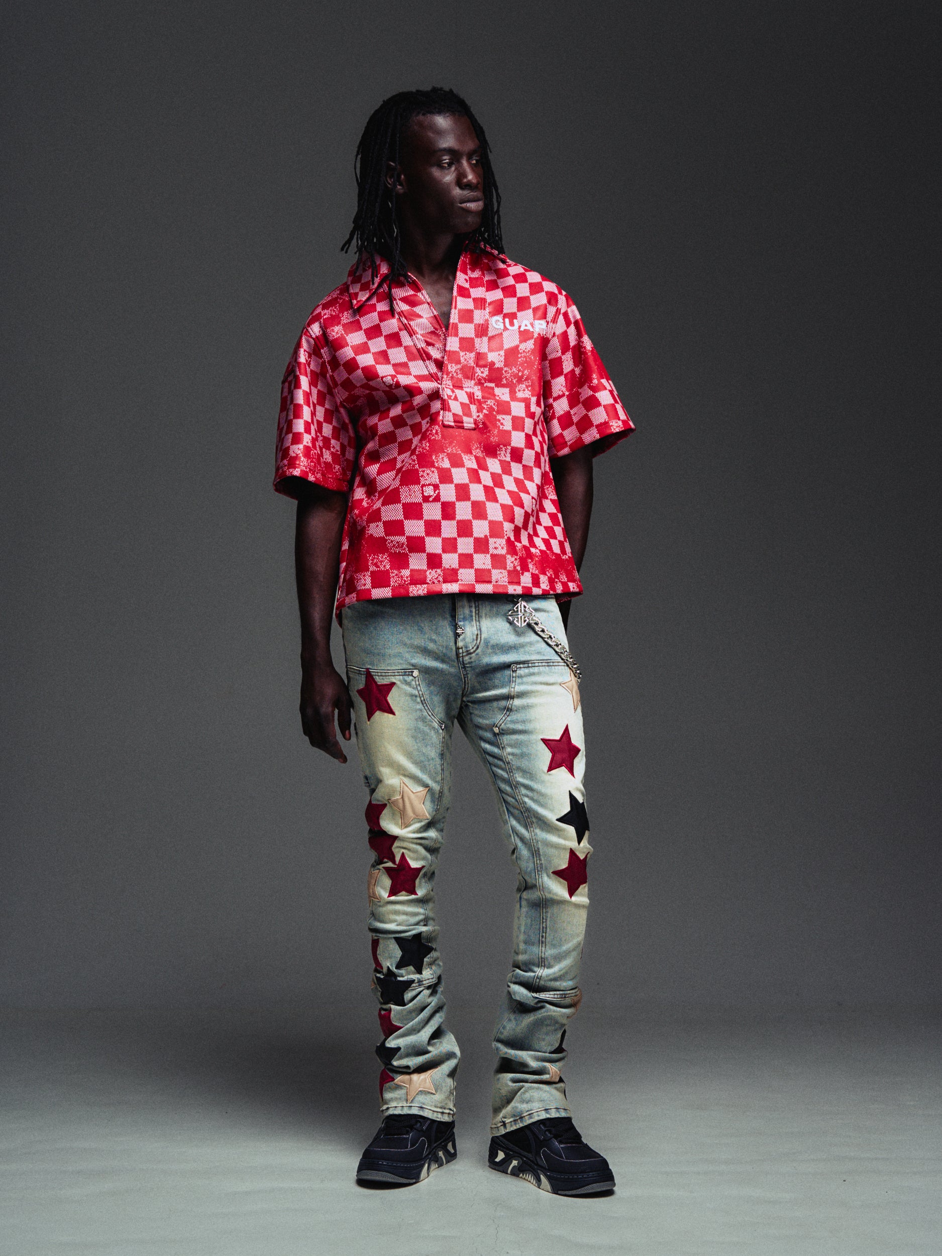 Wine Red Vintage Stars Denim – GUAPI CLOTHING FZ-LLC