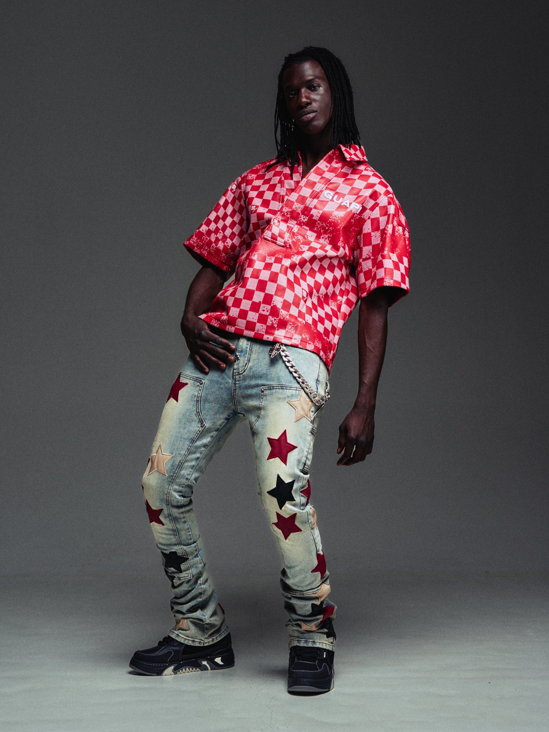 Wine Red Vintage Stars Denim – GUAPI CLOTHING FZ-LLC