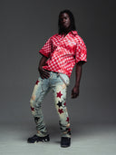 Wine Red Vintage Stars Denim