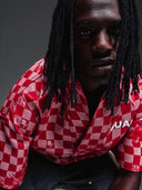 Blood Red Checkerboard Leather Shirt V2