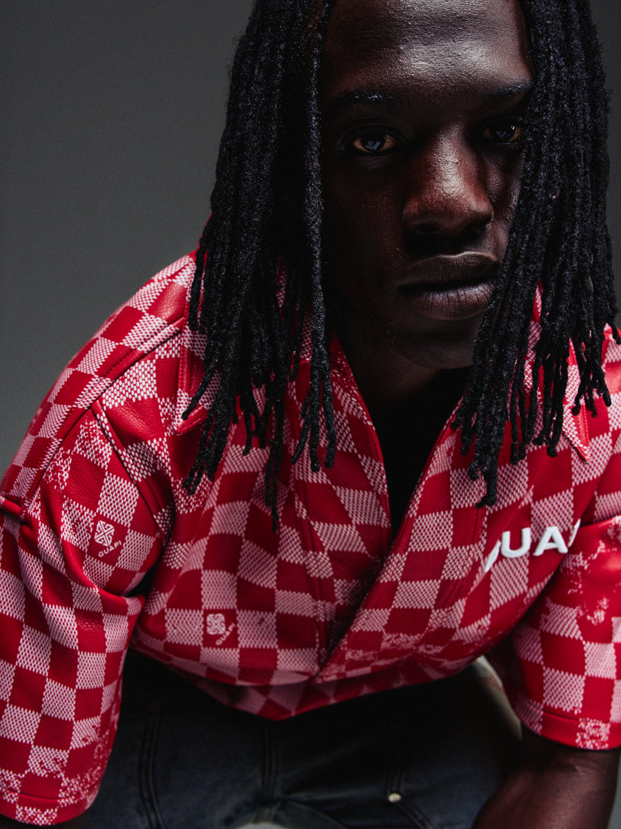 Blood Red Checkerboard Leather Shirt V2