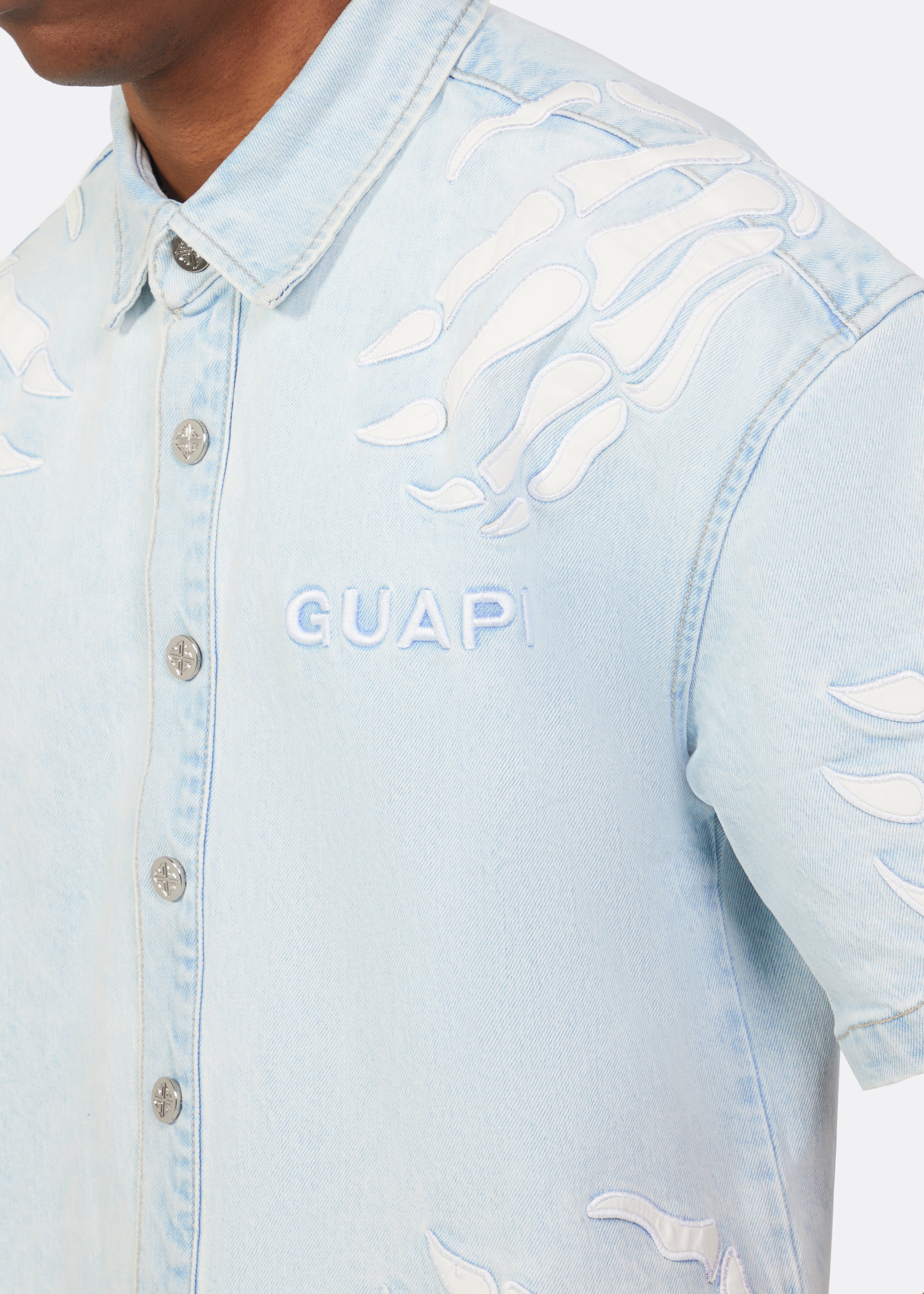 Aqua Blue Hell Dragger Denim Shirt – GUAPI CLOTHING FZ-LLC