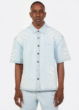 Aqua Blue Hell Dragger Denim Shirt