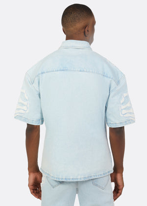 Aqua Blue Hell Dragger Denim Shirt