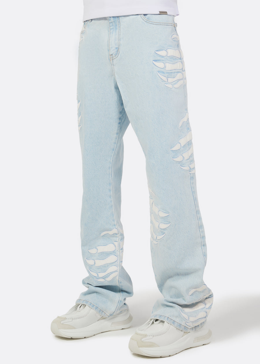 Aqua Blue Hell Dragger Flared Denim