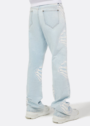 Aqua Blue Hell Dragger Flared Denim
