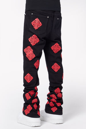 Crimson Icon Stacked Denim