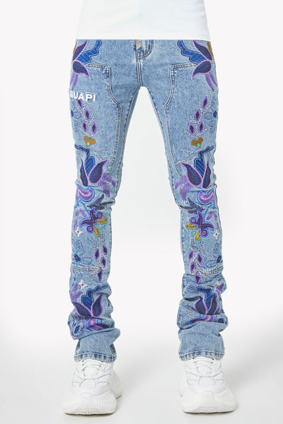 Purple Flower Denim - Guapi Clothing