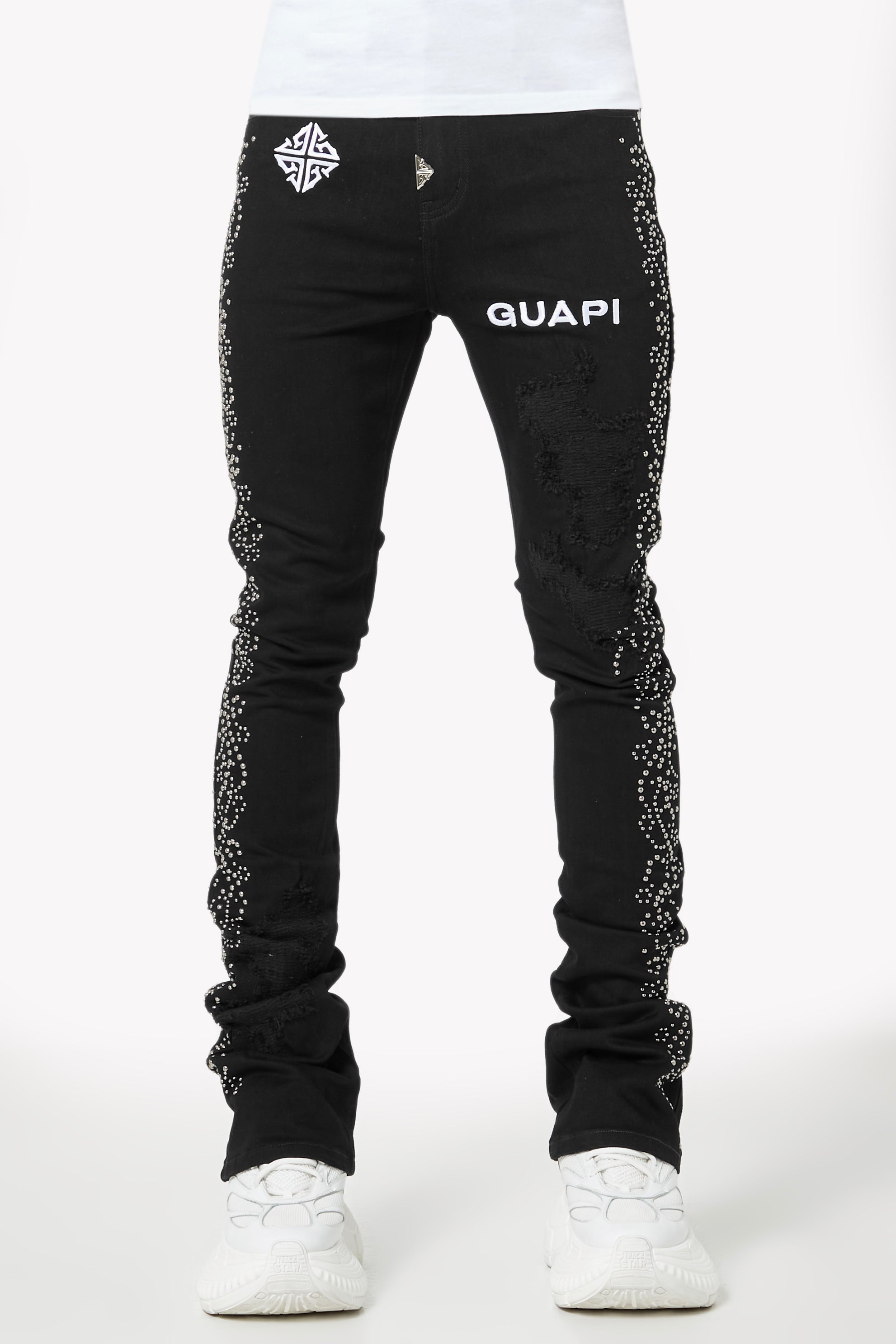 Obsidian Black Rivets Denim