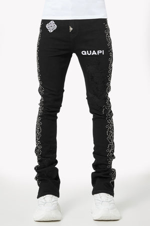 Obsidian Black Rivets Denim