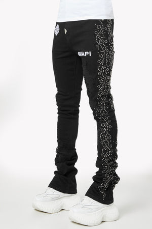 Obsidian Black Rivets Denim