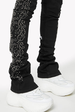 Obsidian Black Rivets Denim