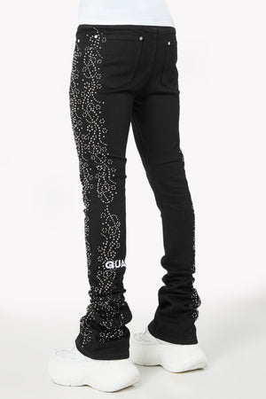 Obsidian Black Rivets Denim