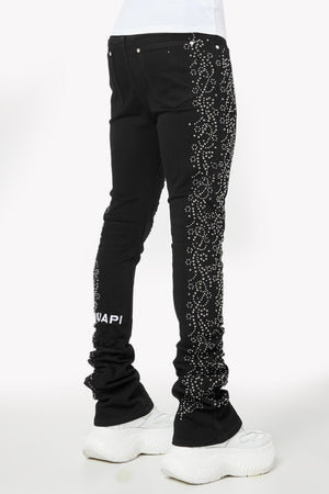 Obsidian Black Rivets Denim