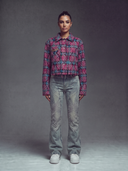 Cotton Candy Embellished Cropped Flannel