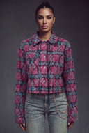 Cotton Candy Embellished Cropped Flannel