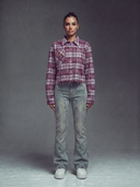 Rose Embellished Cropped Flannel