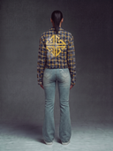 Navy Gold Cropped Flannel
