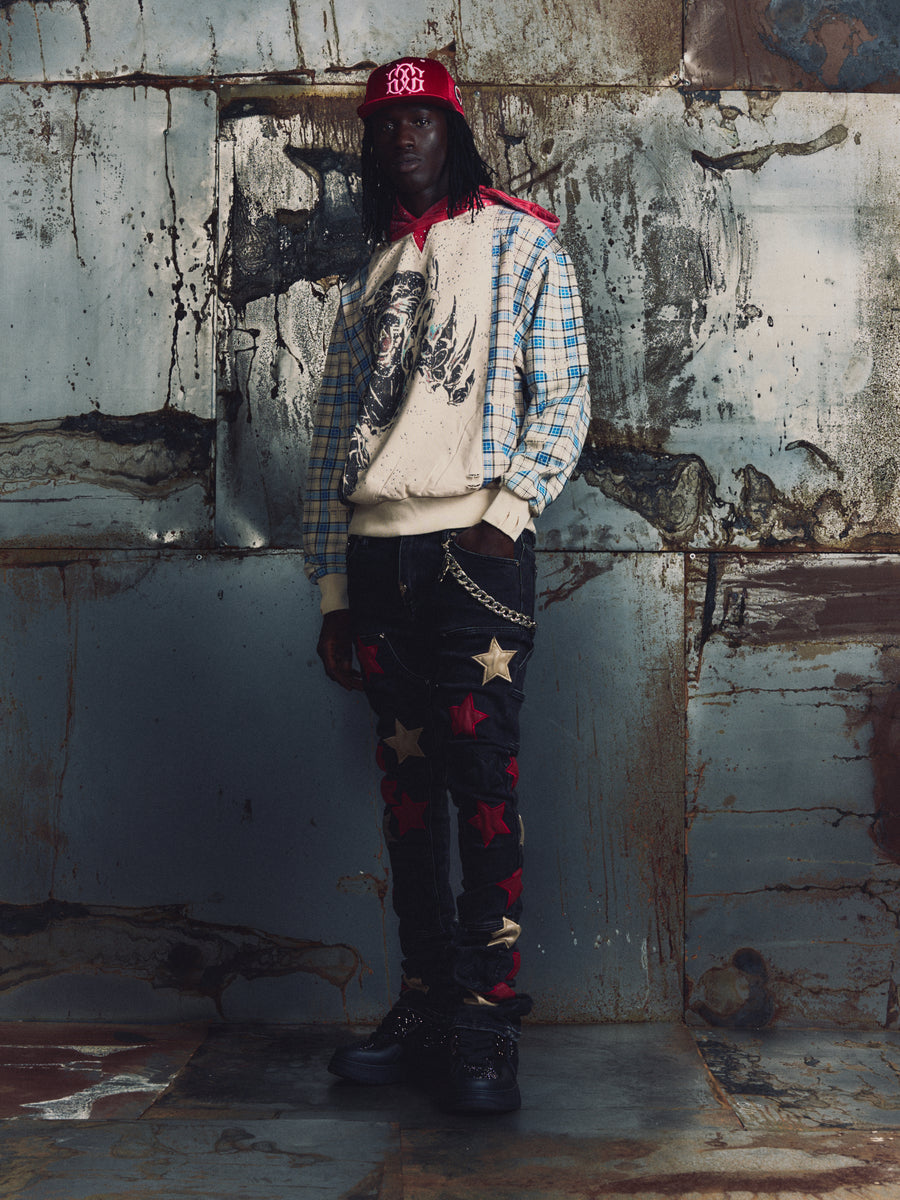Wine Red Stars Denim