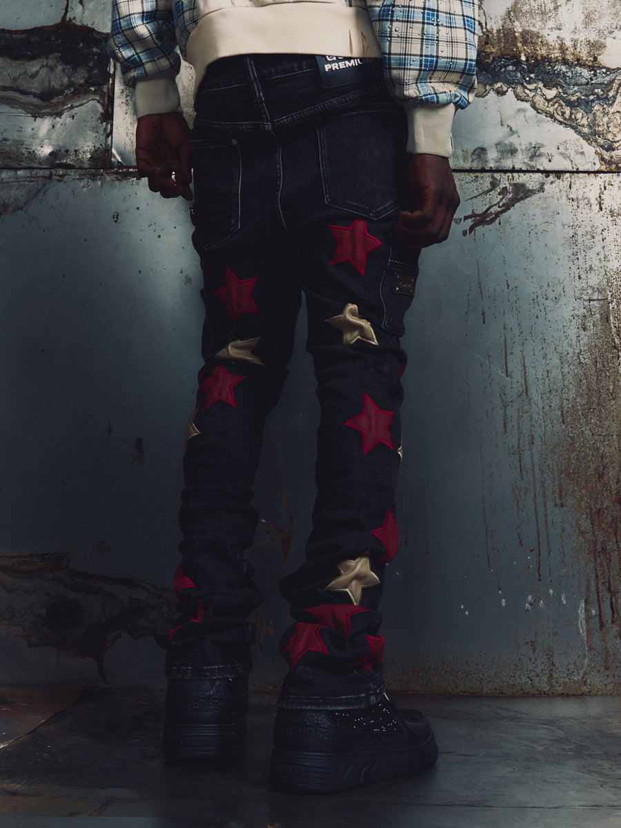 Wine Red Stars Denim