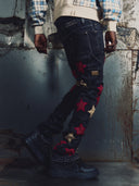 Wine Red Stars Denim