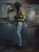 Olive Green Destroyed Plaid Bomber