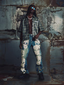 Aqua Blue Sacred Skull Denim