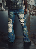 Aqua Blue Sacred Skull Denim