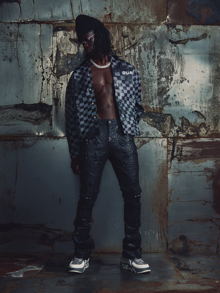 Black Checkerboard Long Sleeve Shirt