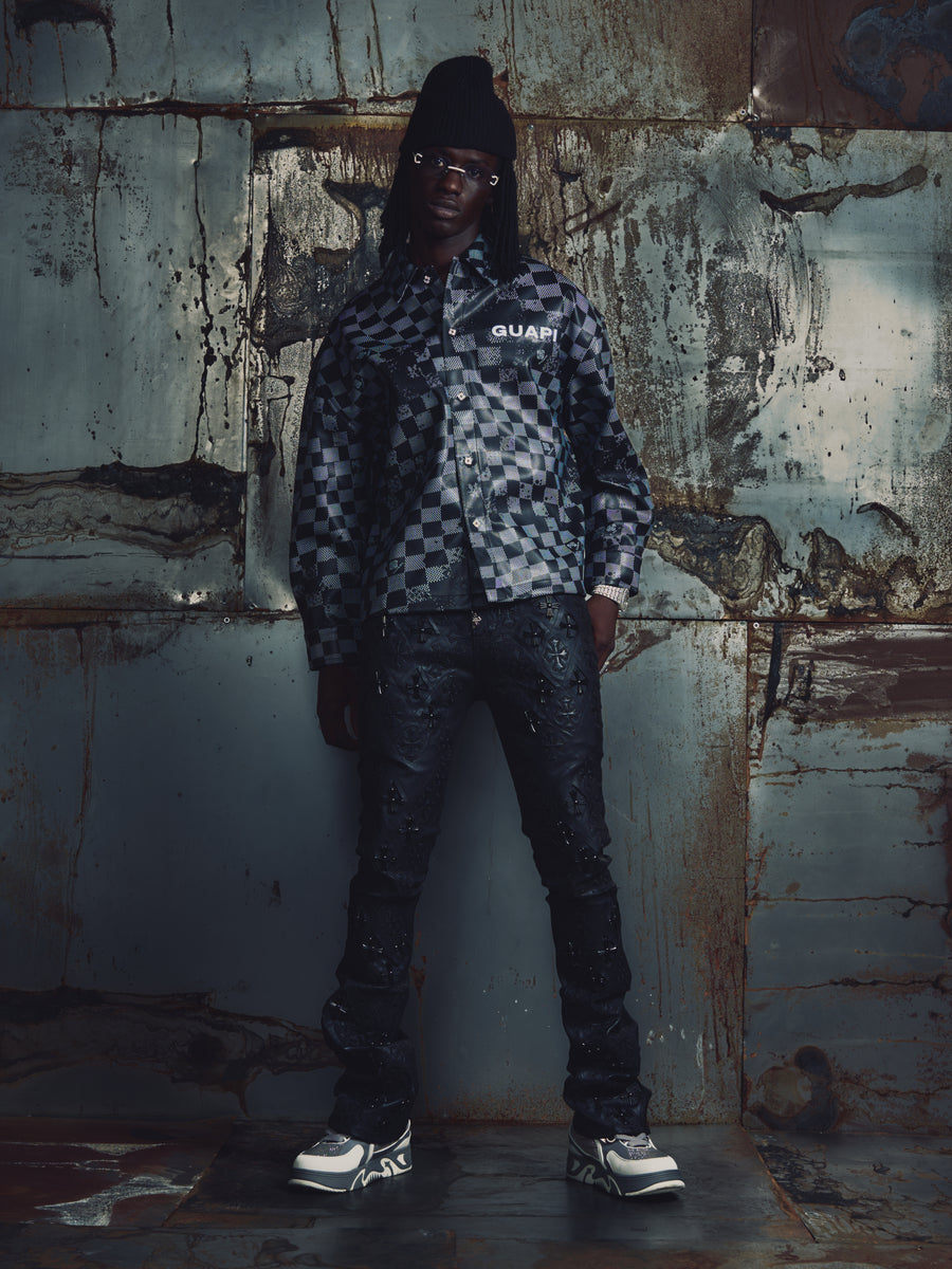 Black Checkerboard Long Sleeve Shirt