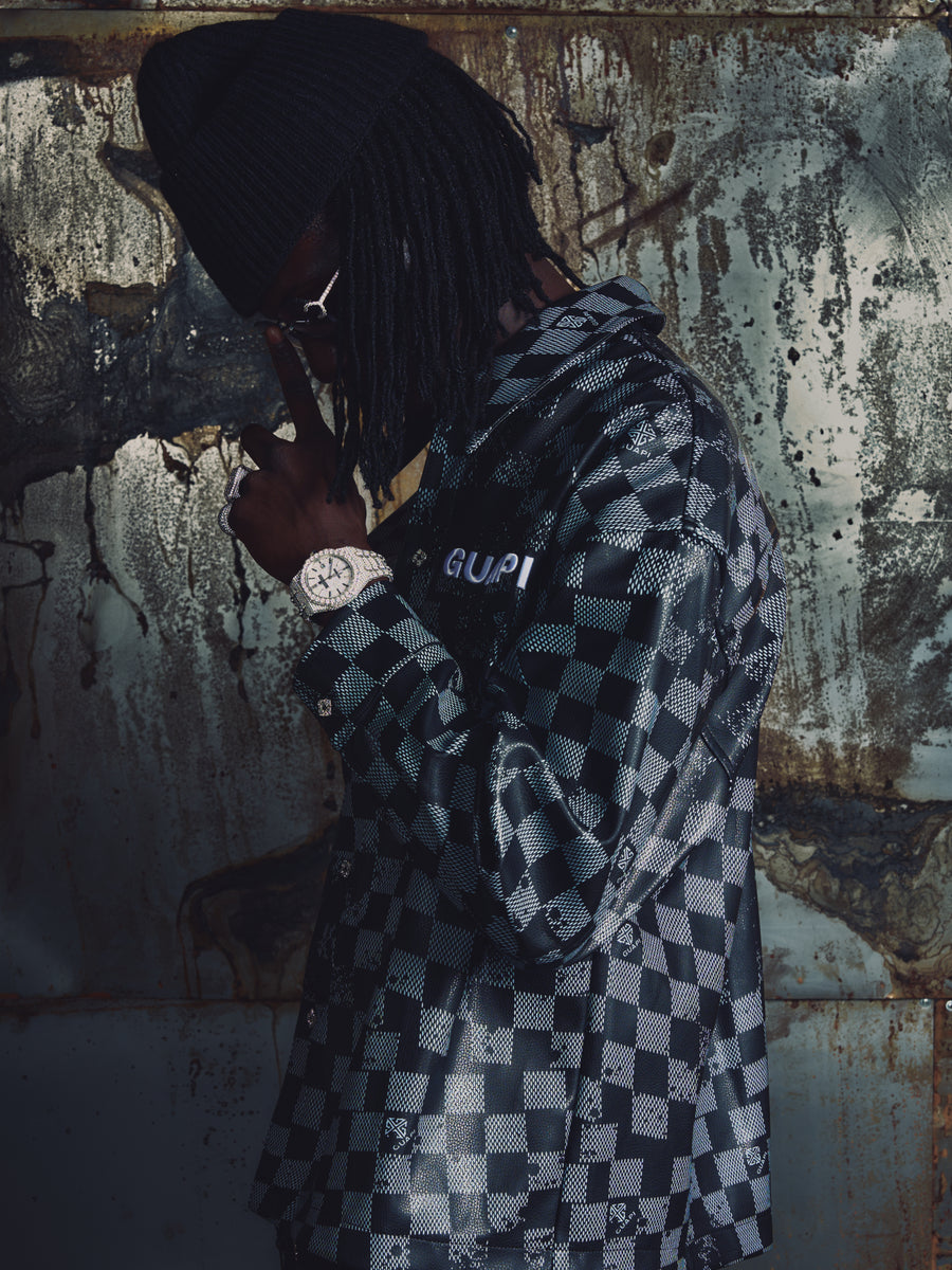 Black Checkerboard Long Sleeve Shirt