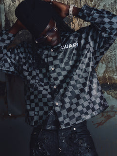 Black Checkerboard Long Sleeve Shirt