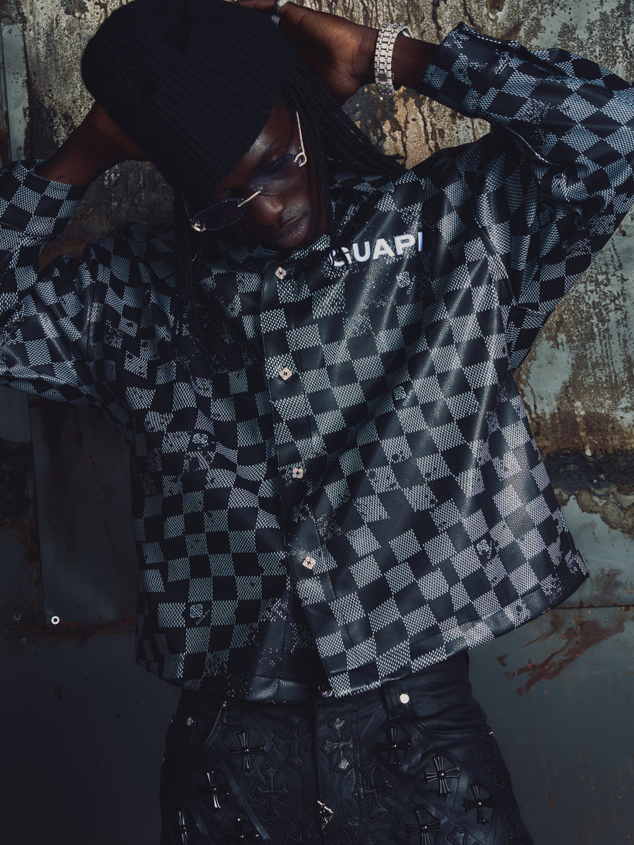 Black Checkerboard Long Sleeve Shirt