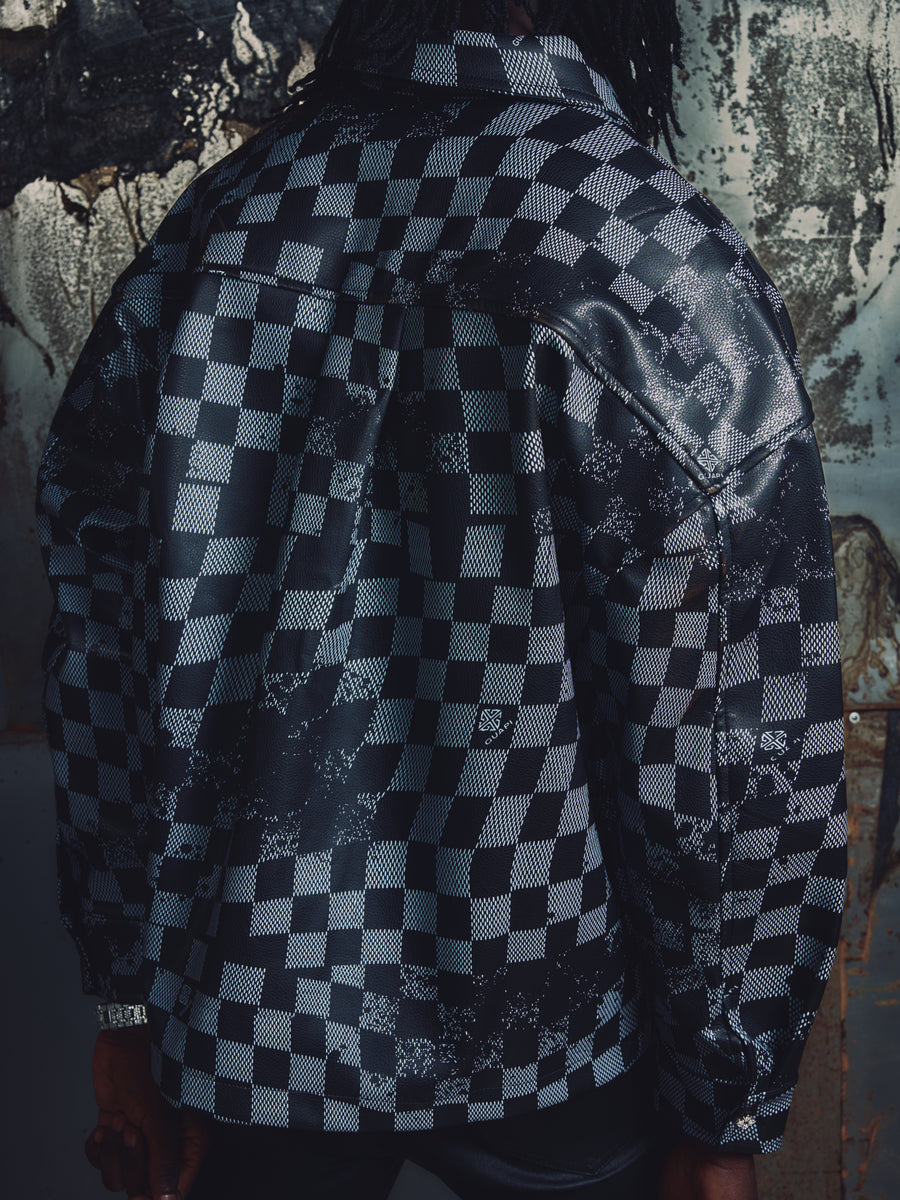 Black Checkerboard Long Sleeve Shirt